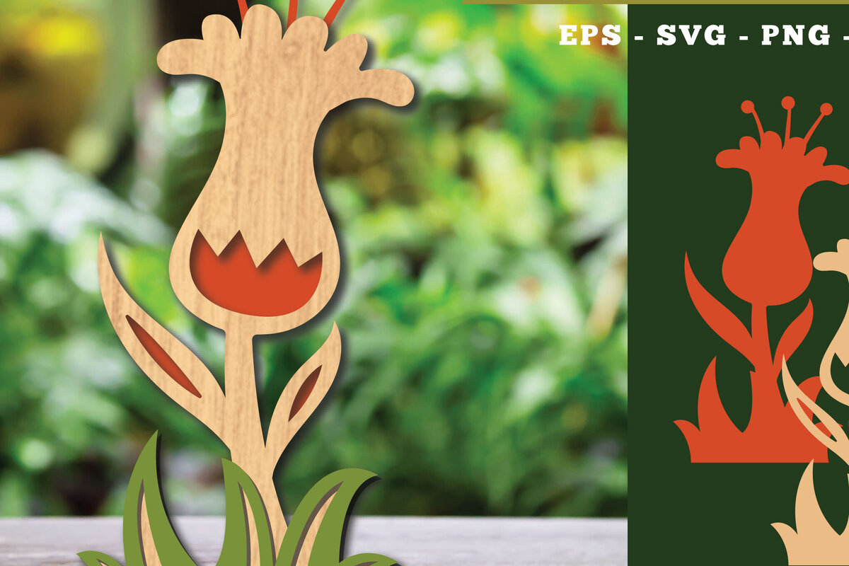 Σετ των 2 Intra απο ξύλο plywood  Χρώμα wenge 3mm-4mm πάχος - Διακόσμηση με κομμένα λέιζερ λουλουδιών 6 Δίασταση 20x20 cm INTRAFABR-104049752