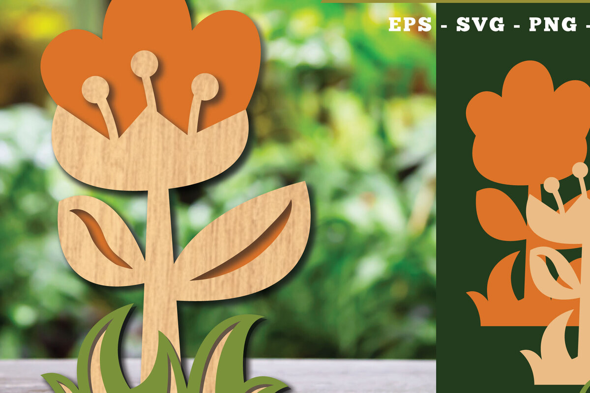 Σετ των 2 Intra απο ξύλο plywood  Χρώμα wenge 3mm-4mm πάχος - Διακόσμηση με κομμένα λέιζερ λουλουδιών 8 Δίασταση 20x20 cm INTRAFABR-104050355