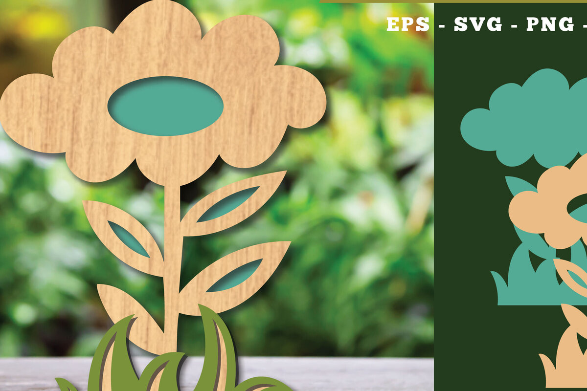 Σετ των 2 Intra απο ξύλο plywood  Χρώμα wenge 3mm-4mm πάχος - Διακόσμηση με κομμένα λέιζερ λουλουδιών 9 Δίασταση 20x20 cm INTRAFABR-104050389