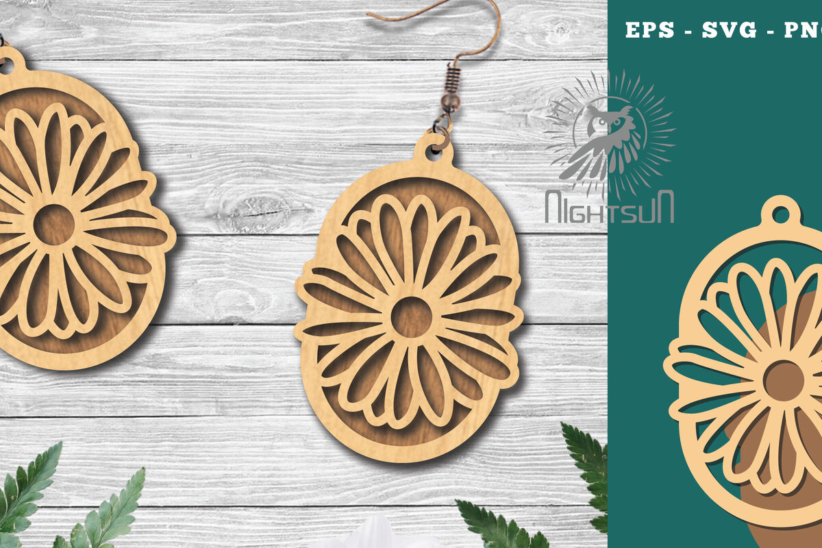 Σετ των 3 Intra απο ξύλο plywood  Χρώμα wenge 3mm-4mm πάχος - Σκουλαρίκια κομμένα με λέιζερ λουλουδιών 4 Δίασταση 3x3 cm INTRAFABR-104050486