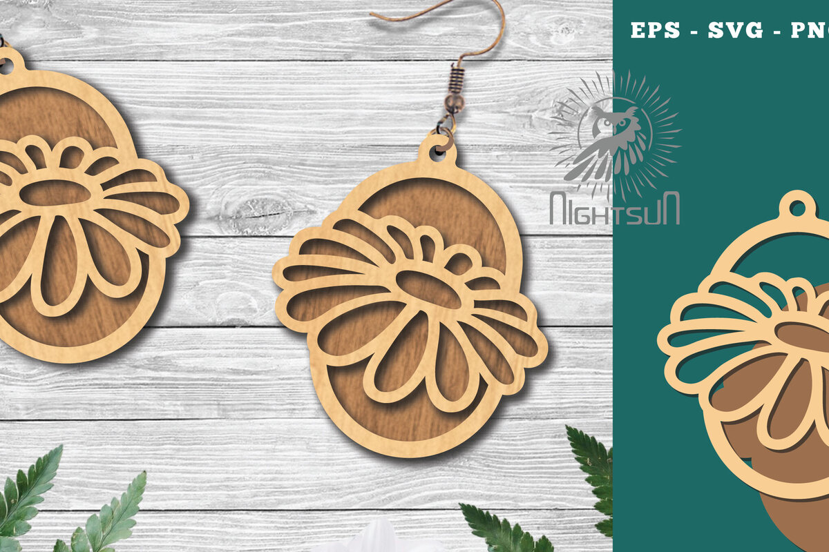 Σετ των 3 Intra απο ξύλο plywood  Χρώμα wenge 3mm-4mm πάχος - Σκουλαρίκια κομμένα με λέιζερ λουλουδιών 5 Δίασταση 3x3 cm INTRAFABR-104050509