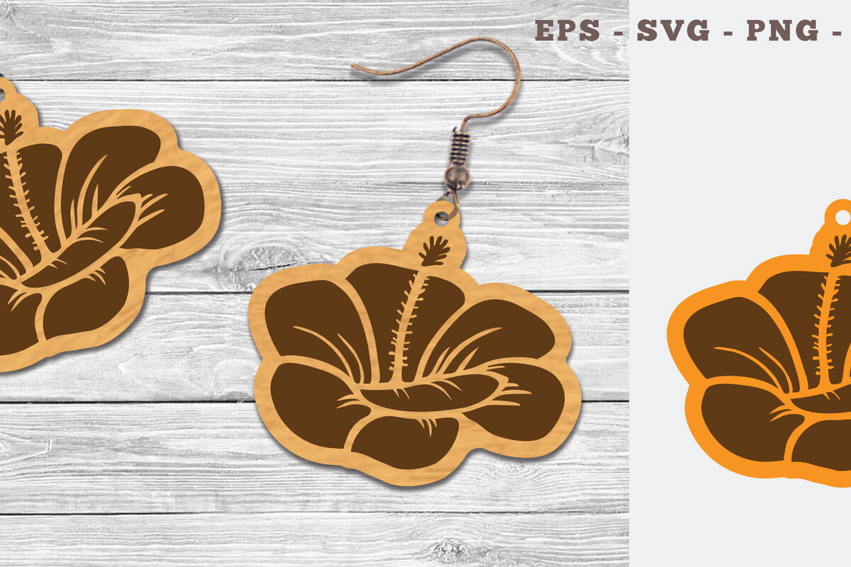 Σετ των 3 Intra απο ξύλο plywood  Χρώμα wenge 3mm-4mm πάχος - Σκουλαρίκια με λουλούδια κομμένα με λέιζερ σχέδιο 2 Δίασταση 3x3 cm INTRAFABR-104049804