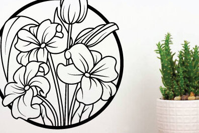 Intra απο ξύλο plywood  Χρώμα wenge 3mm-4mm πάχος - κοπής με λέιζερ λουλουδιών, τέχνη χαρακτικής Δίασταση 40x50 cm INTRAFABR-75083025