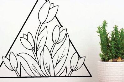 Intra απο ξύλο plywood  Χρώμα wenge 3mm-4mm πάχος - Λίμα κοπής με λέιζερ λουλουδιών, διακόσμηση τοίχου Δίασταση 40x50 cm INTRAFABR-104778395