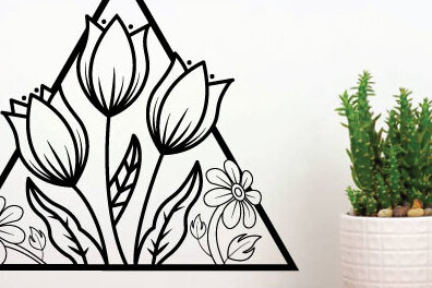 Intra απο ξύλο plywood  Χρώμα wenge 3mm-4mm πάχος - κοπής με λέιζερ λουλουδιών, τέχνη διακόσμησης τοίχου Δίασταση 40x50 cm INTRAFABR-103776941