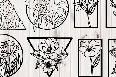 Intra απο ξύλο plywood  Χρώμα wenge 3mm-4mm πάχος - Πακέτο τέχνης τοίχου με λουλούδια κομμένα με λέιζερ Δίασταση 40x50 cm INTRAFABR-103064195