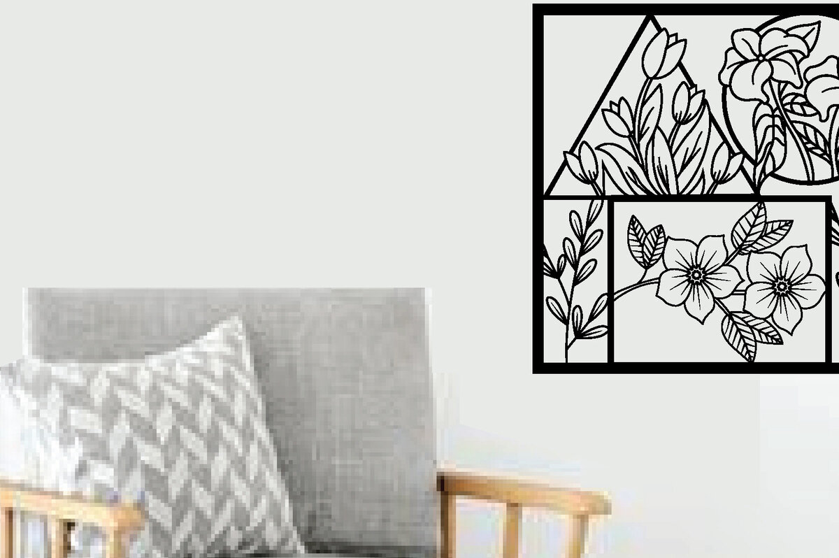 Intra απο ξύλο plywood  Χρώμα wenge 3mm-4mm πάχος - Flower Laser Κοπή ών Τέχνης Τοίχων Δίασταση 40x50 cm INTRAFABR-61936214