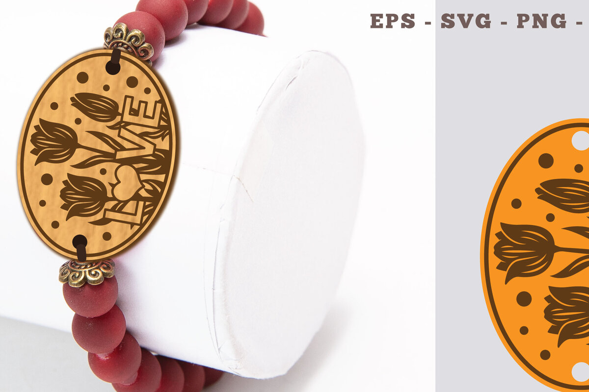 Σετ των 2 Intra απο ξύλο plywood  Χρώμα wenge 3mm-4mm πάχος - Βραχιόλι Flower Love 1 Δίασταση 4x4 cm INTRAFABR-45795753