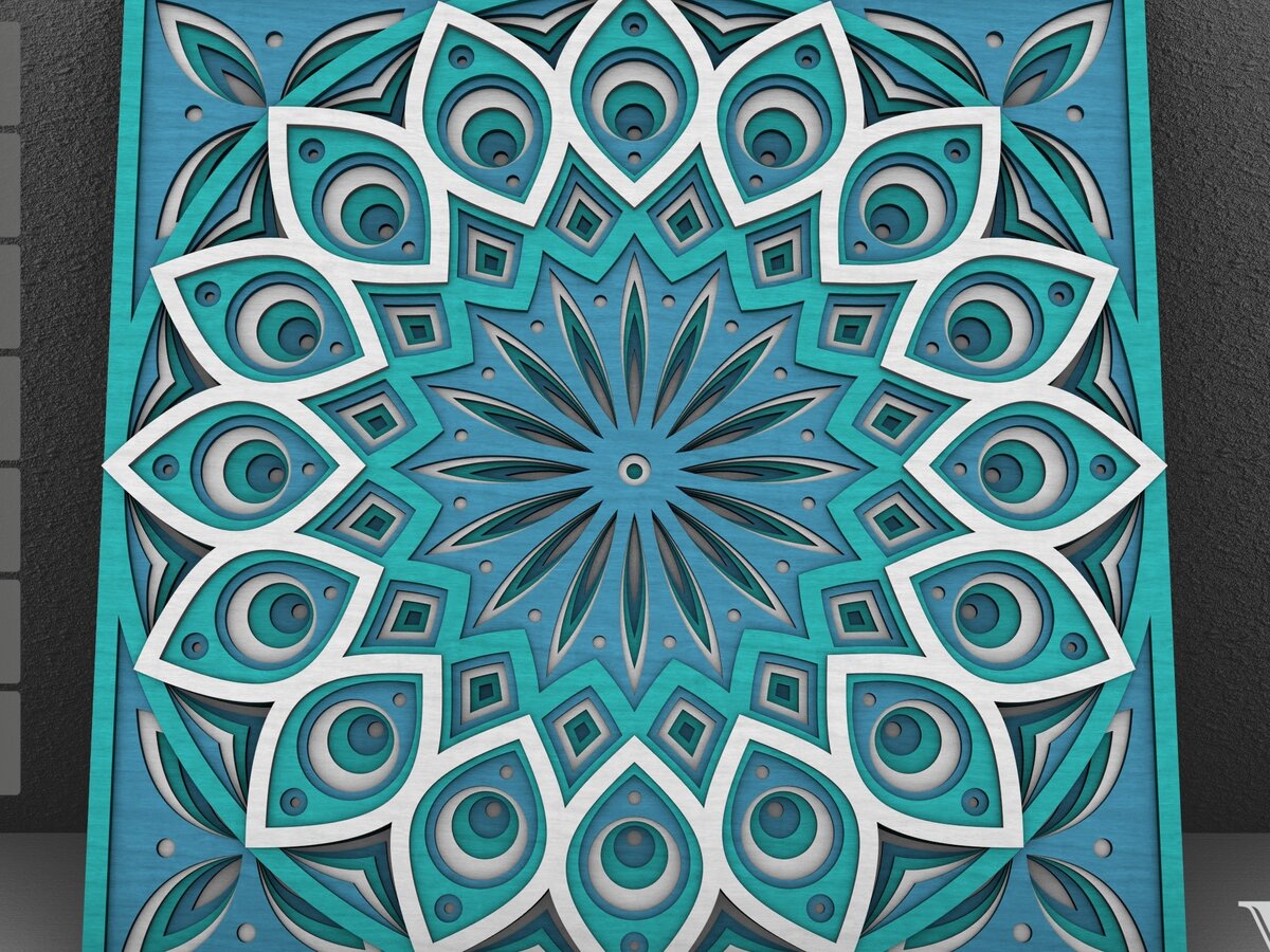 Intra απο ξύλο plywood  Χρώμα wenge 3mm-4mm πάχος - Flower Mandala , Layered Mandala Δίασταση 30x30 cm INTRAFABR-61936188