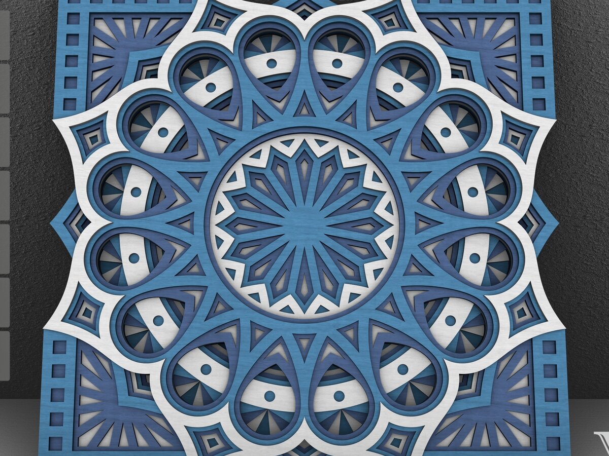 Intra απο ξύλο plywood  Χρώμα wenge 3mm-4mm πάχος - Flower Mandala , Layered Mandala Δίασταση 30x30 cm INTRAFABR-74166973