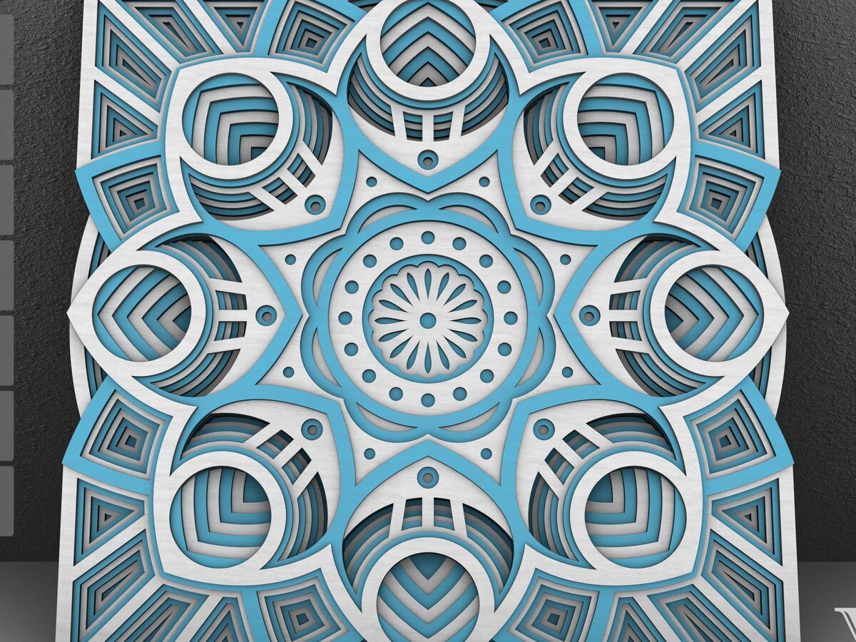 Intra απο ξύλο plywood  Χρώμα wenge 3mm-4mm πάχος - Flower Mandala , Layered Mandala Δίασταση 30x30 cm INTRAFABR-12289148