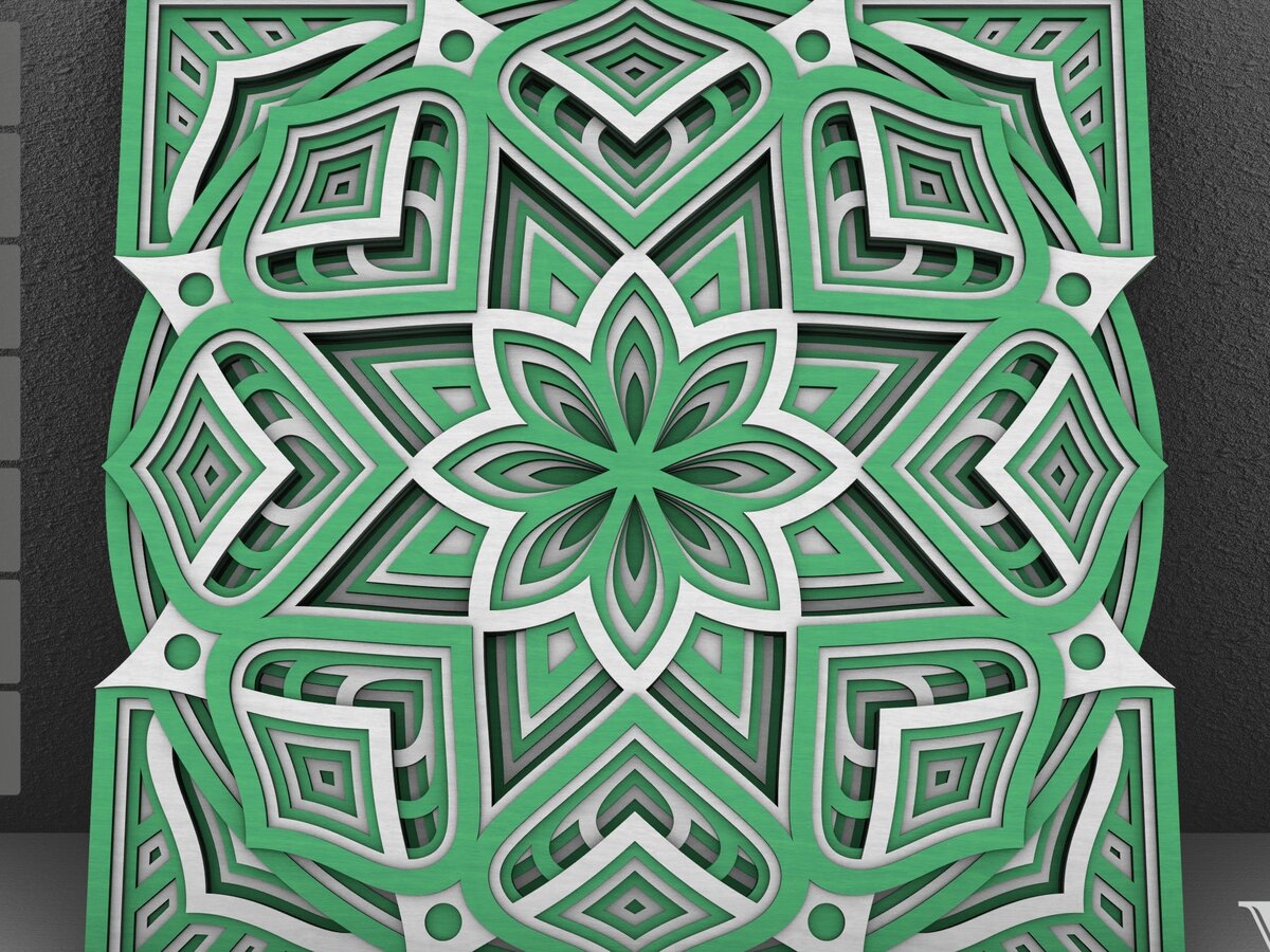 Intra απο ξύλο plywood  Χρώμα wenge 3mm-4mm πάχος - Flower Mandala , Layered Mandala Δίασταση 30x30 cm INTRAFABR-65234386