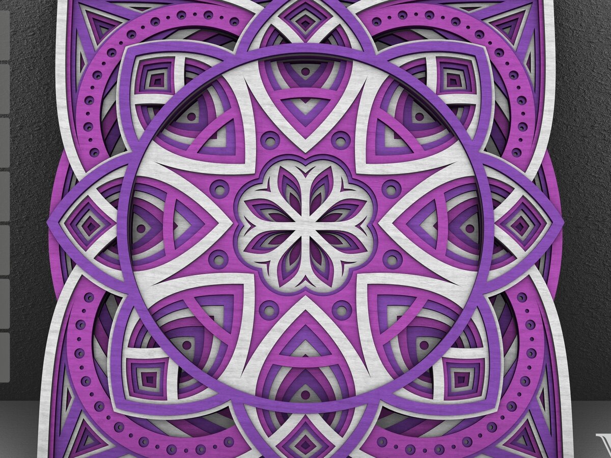 Intra απο ξύλο plywood  Χρώμα wenge 3mm-4mm πάχος - Flower Mandala , Layered Mandala Δίασταση 30x30 cm INTRAFABR-121663834