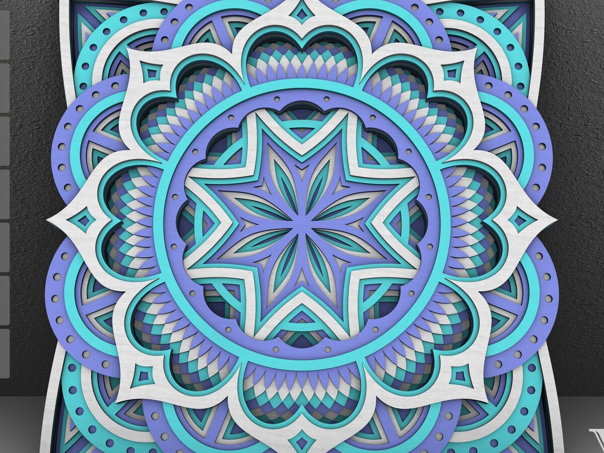 Intra απο ξύλο plywood  Χρώμα wenge 3mm-4mm πάχος - Flower Mandala , Layered Mandala Δίασταση 30x30 cm INTRAFABR-123630834