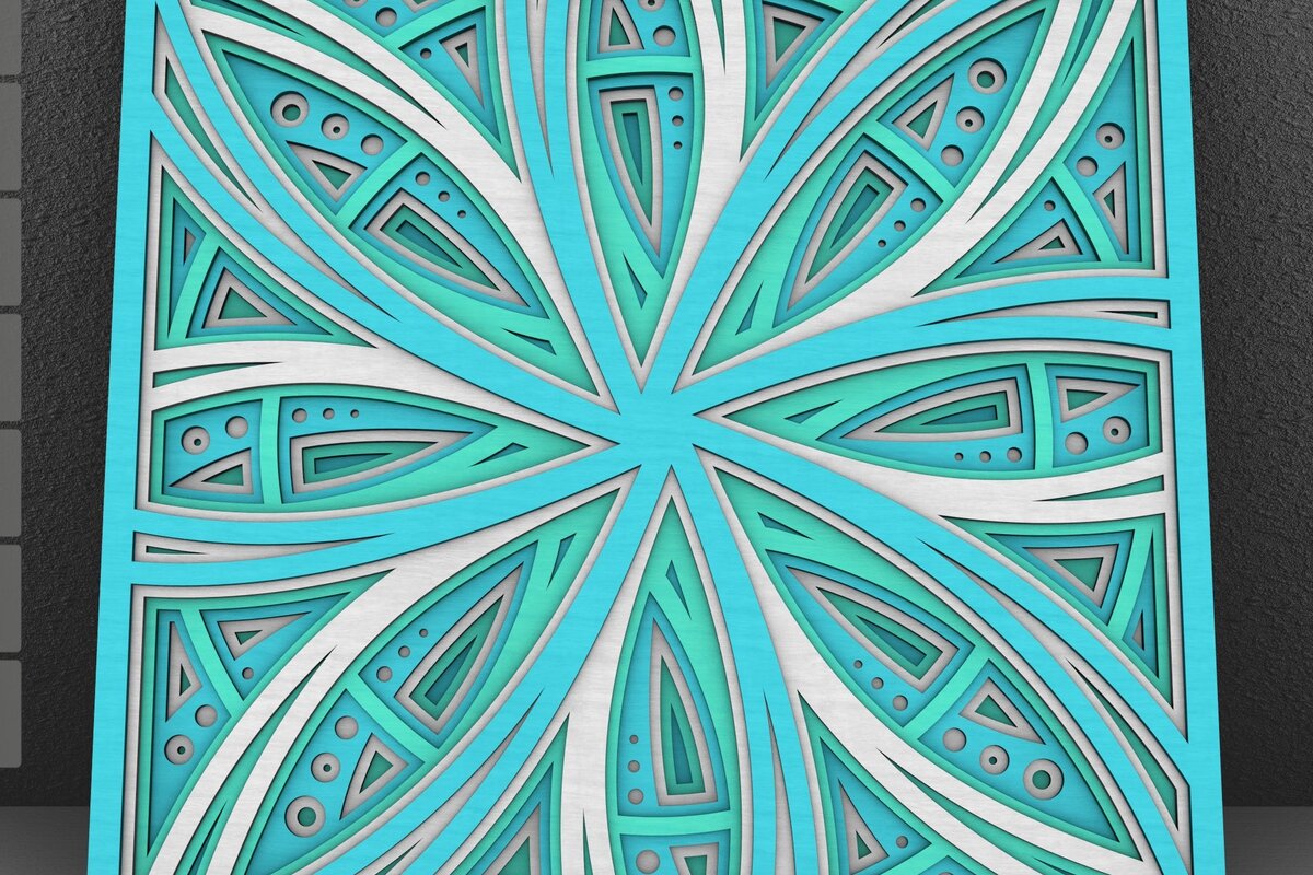 Intra απο ξύλο plywood  Χρώμα wenge 3mm-4mm πάχος - Flower Mandala , Layered Mandala Δίασταση 30x30 cm INTRAFABR-123630831