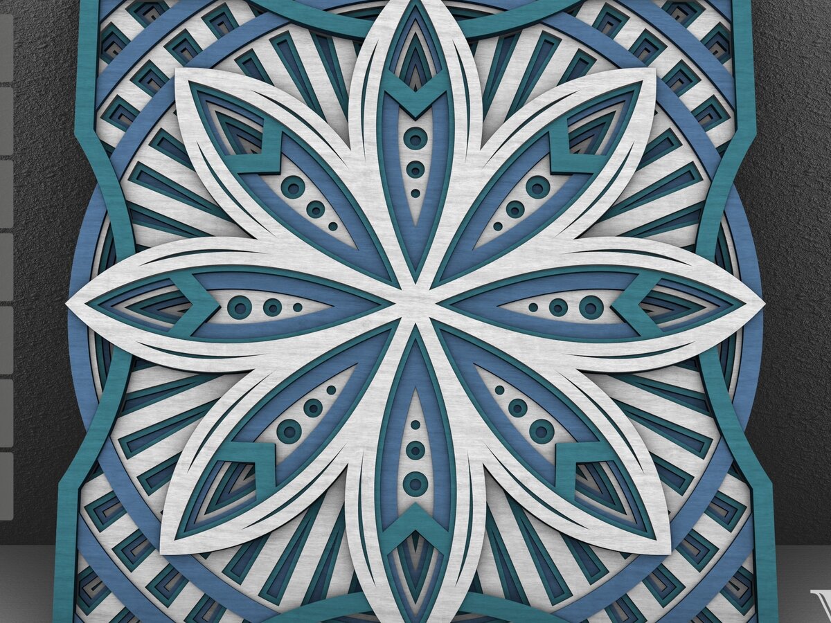 Intra απο ξύλο plywood  Χρώμα wenge 3mm-4mm πάχος - Flower Mandala , Layered Mandala Δίασταση 30x30 cm INTRAFABR-24709466