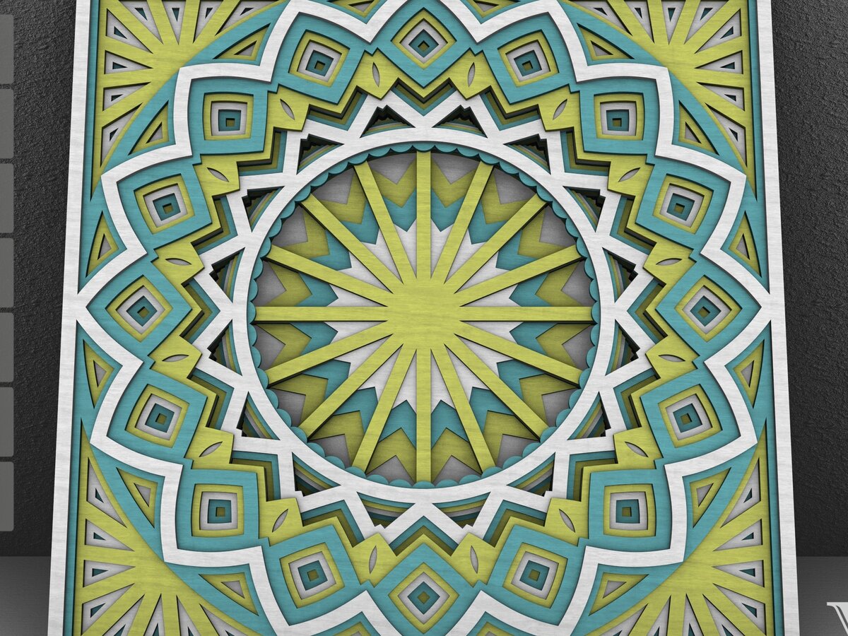 Intra απο ξύλο plywood  Χρώμα wenge 3mm-4mm πάχος - Flower Mandala , Layered Mandala Δίασταση 30x30 cm INTRAFABR-121492981