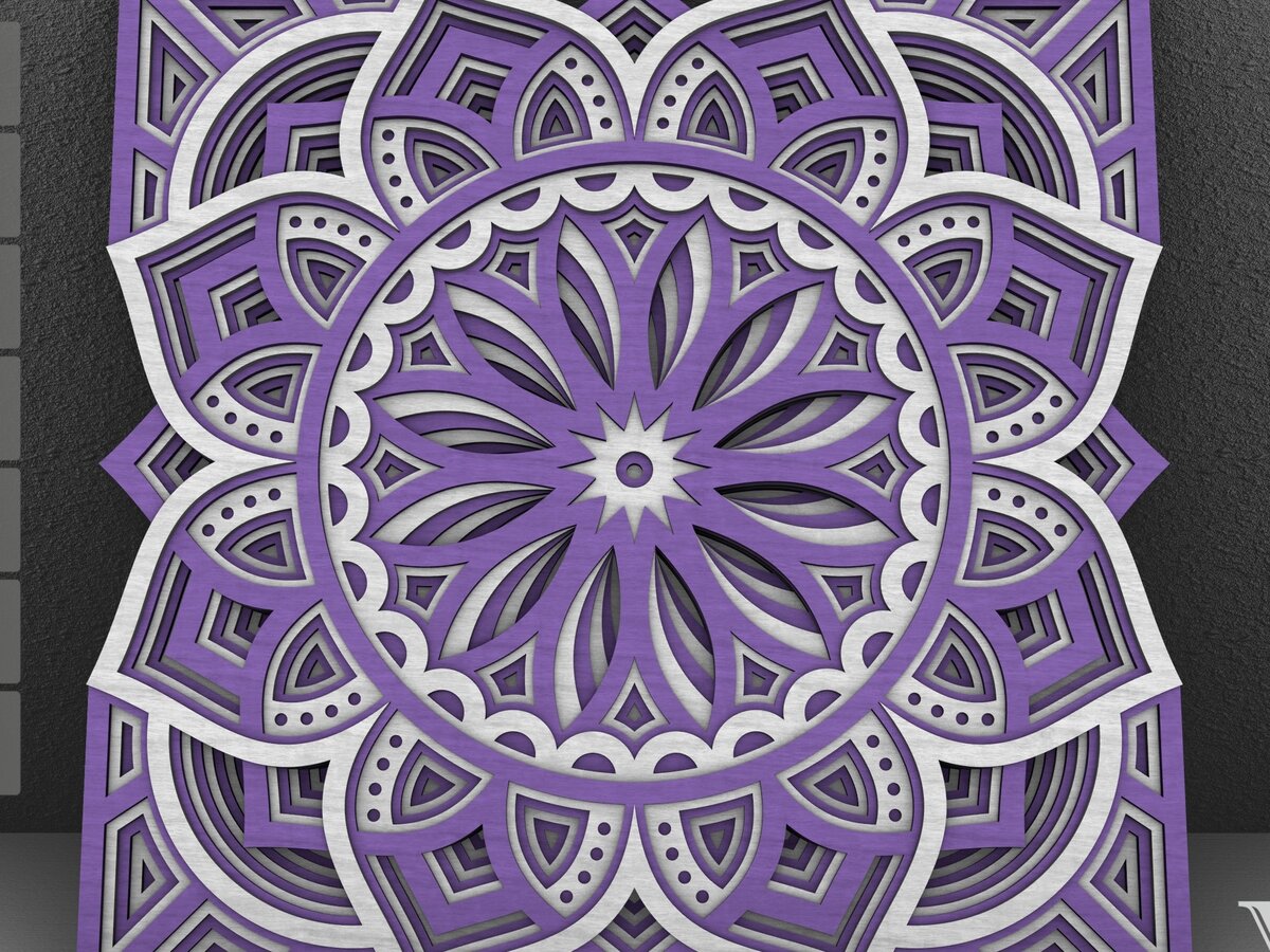 Intra απο ξύλο plywood  Χρώμα wenge 3mm-4mm πάχος - Flower Mandala , Layered Mandala Δίασταση 30x30 cm INTRAFABR-121492985