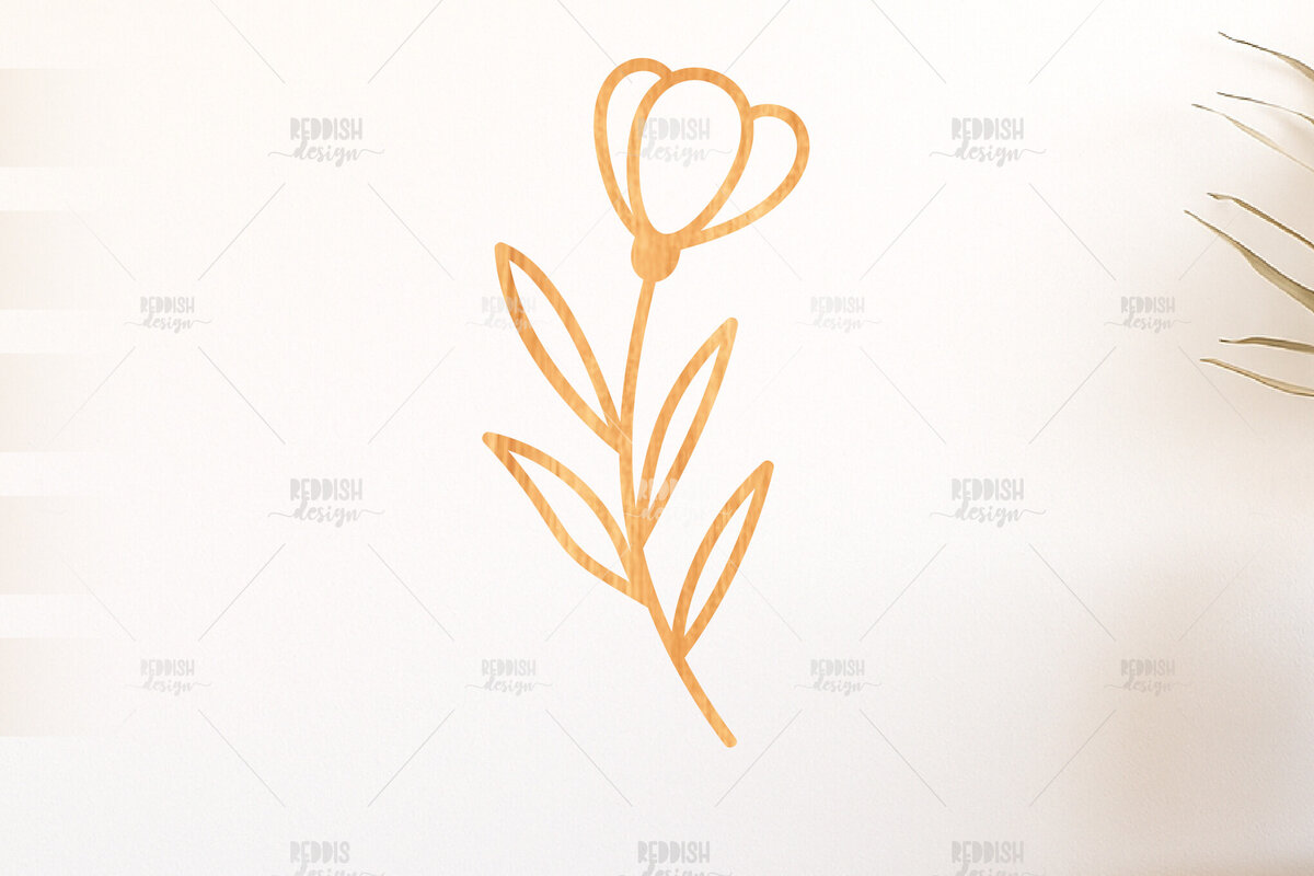 Σετ των 2 Intra απο ξύλο plywood  Χρώμα wenge 3mm-4mm πάχος - Σχέδιο τοίχου με περίγραμμα στελέχους λουλουδιών Τέχνη τοίχου Δίασταση 20x20 cm INTRAFABR-122583326