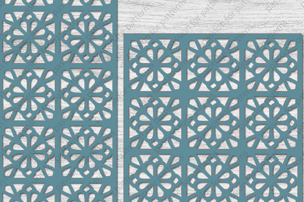 Σετ των 2 Intra απο ξύλο plywood  Χρώμα wenge 3mm-4mm πάχος - Στένσιλ ή στρώση πλακιδίων λουλουδιών Δίασταση 20x20 cm INTRAFABR-121326913