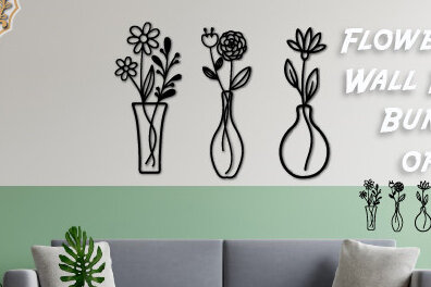 Intra απο ξύλο plywood  Χρώμα wenge 3mm-4mm πάχος - Πακέτο διακόσμησης τοίχου με βάζο λουλουδιών 2 Δίασταση 40x50 cm INTRAFABR-121231658