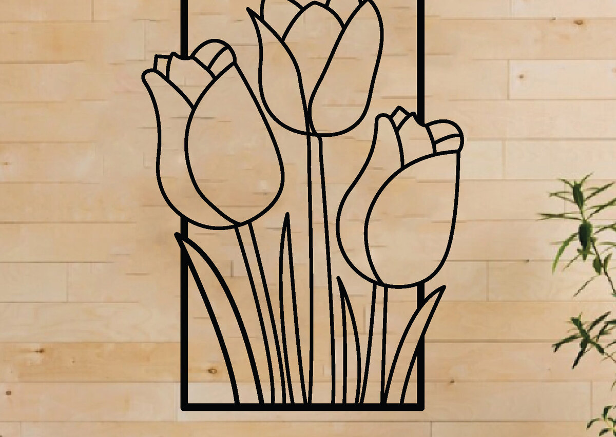 Intra απο ξύλο plywood  Χρώμα wenge 3mm-4mm πάχος - Τέχνη διακόσμησης τοίχου λουλουδιών, κοπής με λέιζερ Δίασταση 40x50 cm INTRAFABR-75618127