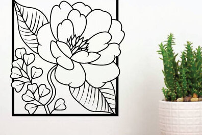 Intra απο ξύλο plywood  Χρώμα wenge 3mm-4mm πάχος - Τέχνη διακόσμησης τοίχου με λουλούδια, κοπής με λέιζερ Δίασταση 40x50 cm INTRAFABR-75684667