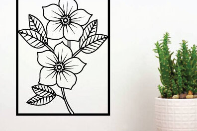 Intra απο ξύλο plywood  Χρώμα wenge 3mm-4mm πάχος - Τέχνη διακόσμησης τοίχου με λουλούδια, κοπής με λέιζερ Δίασταση 40x50 cm INTRAFABR-75685620