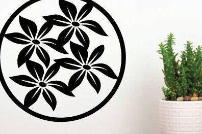 Intra απο ξύλο plywood  Χρώμα wenge 3mm-4mm πάχος - Τέχνη διακόσμησης τοίχου με λουλούδια, κοπής με λέιζερ Δίασταση 40x50 cm INTRAFABR-75614722