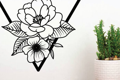 Intra απο ξύλο plywood  Χρώμα wenge 3mm-4mm πάχος - Τέχνη διακόσμησης τοίχου με λουλούδια, κοπής με λέιζερ Δίασταση 40x50 cm INTRAFABR-38906106