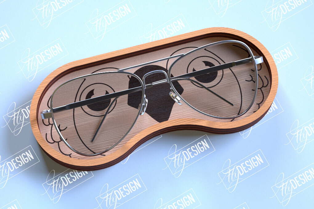 Σετ των 2 Intra απο ξύλο plywood  Χρώμα wenge 3mm-4mm πάχος - θήκης γυαλιών | Πρόσωπο παπαγάλου Δίασταση 20x20 cm INTRAFABR-119965604