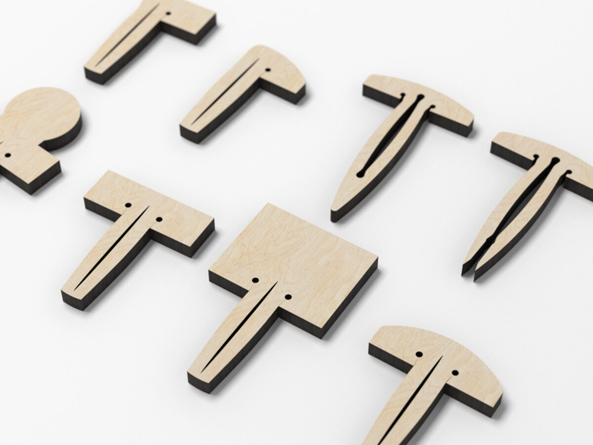 Σετ των 2 Intra απο ξύλο plywood  Χρώμα wenge 3mm-4mm πάχος - Καρφίτσες Glowforge Δίασταση 20x20 cm INTRAFABR-119076892