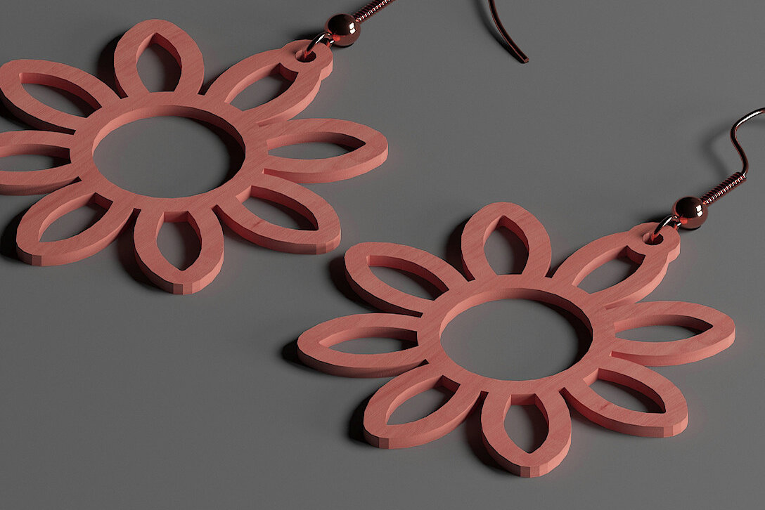 Σετ των 3 Intra απο ξύλο plywood  Χρώμα wenge 3mm-4mm πάχος - Σετ κοσμημάτων με ξύλινα σκουλαρίκια Glowforge 286 Δίασταση 3x3 cm INTRAFABR-118907084