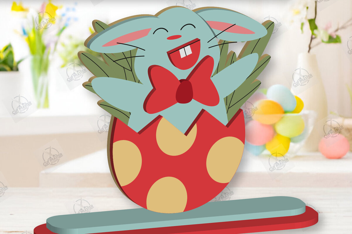 Σετ των 2 Intra απο ξύλο plywood  Χρώμα wenge 3mm-4mm πάχος - Gnome Bunny Πασχαλινό Δίασταση 15x15 cm INTRAFABR-95593718