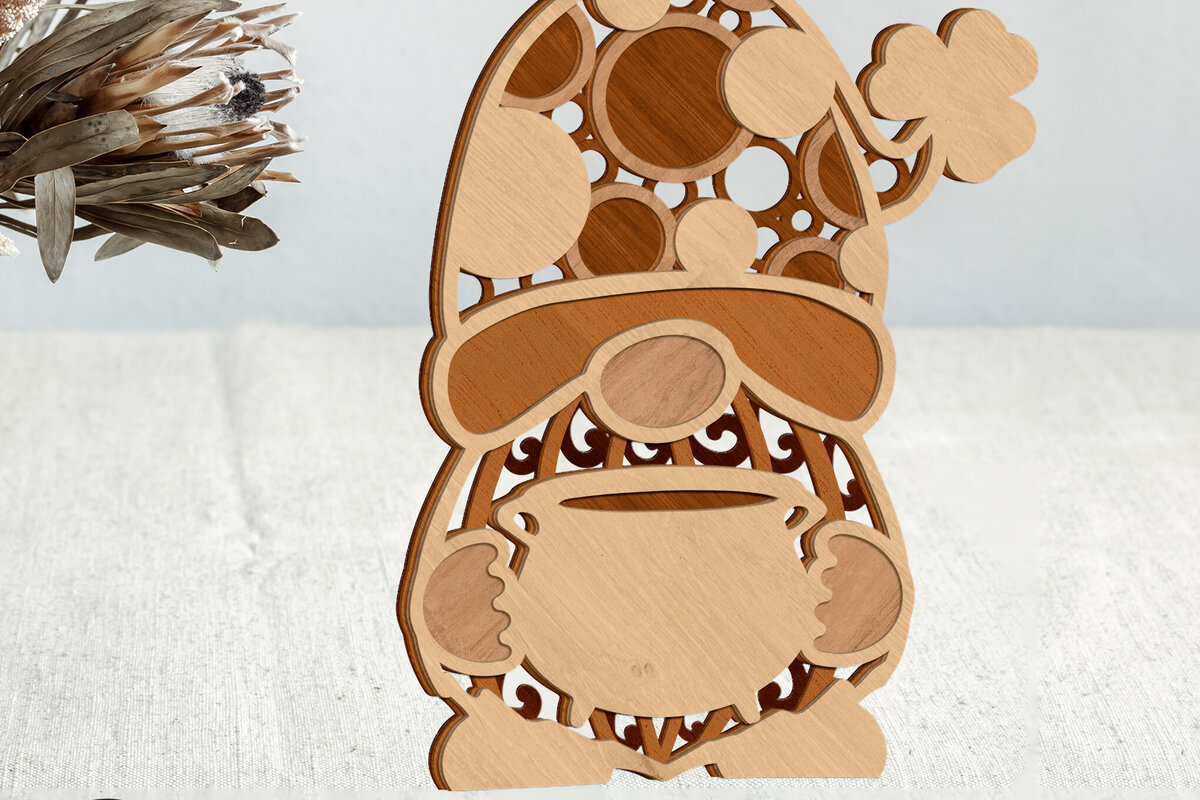 Intra απο ξύλο plywood  Χρώμα wenge 3mm-4mm πάχος - Ημέρα του Gnome Patrick, διακοσμητικό πρότυπο Δίασταση 34x7 cm INTRAFABR-119187006