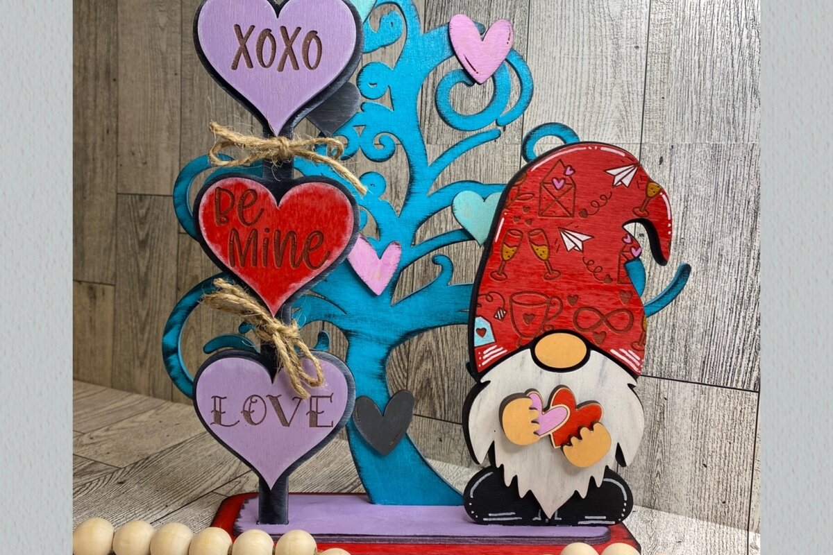 Σετ των 2 Intra απο ξύλο plywood  Χρώμα wenge 3mm-4mm πάχος - Gnome Valentines Shelf Sitter Laser Δίασταση 20x20 cm INTRAFABR-118746097