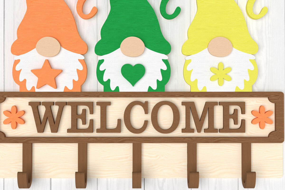 Σετ των 2 Intra απο ξύλο plywood  Χρώμα wenge 3mm-4mm πάχος - Μπρελόκ καλωσορίσματος Gnome House Δίασταση 4x4 cm INTRAFABR-118746101