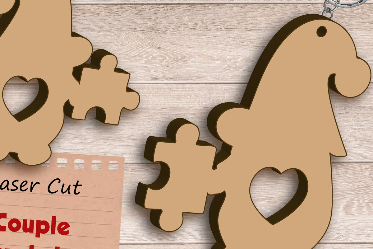 Σετ των 2 Intra απο ξύλο plywood  Χρώμα wenge 3mm-4mm πάχος - με λέιζερ μπρελόκ Gnomes, παζλ Δίασταση 4x4 cm INTRAFABR-116817483