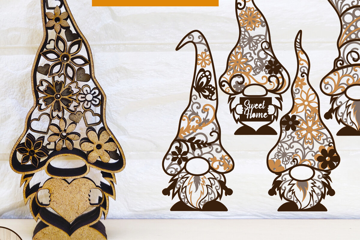 Σετ των 2 Intra απο ξύλο plywood  Χρώμα wenge 3mm-4mm πάχος - με λέιζερ πολλαπλών επιπέδων GNOMES Δίασταση 3x8 cm INTRAFABR-116817478