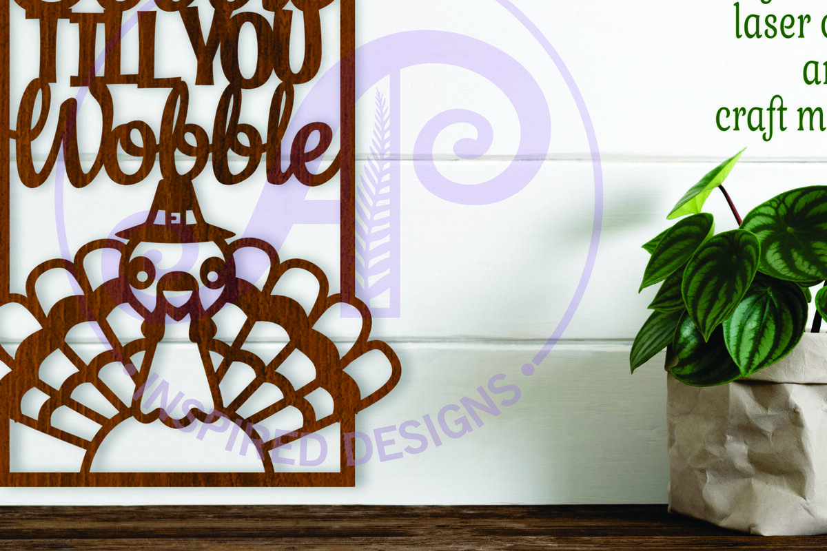 Σετ των 2 Intra απο ξύλο plywood  Χρώμα wenge 3mm-4mm πάχος - Gobble Till You Wobble Τοίχος της Ημέρας των Ευχαριστιών Δίασταση 15x15 cm INTRAFABR-120084518