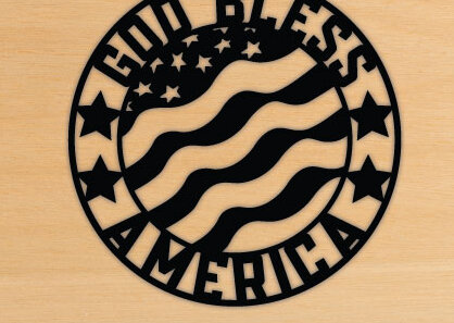 Intra απο ξύλο plywood  Χρώμα wenge 3mm-4mm πάχος - God Bless American Flag Wall Art Laser Δίασταση 40x50 cm INTRAFABR-94592597