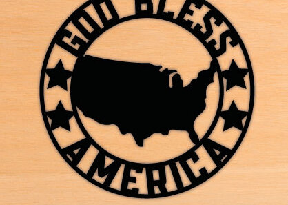 Intra απο ξύλο plywood  Χρώμα wenge 3mm-4mm πάχος - God Bless American Map Wall Art Laser Δίασταση 40x50 cm INTRAFABR-94592682