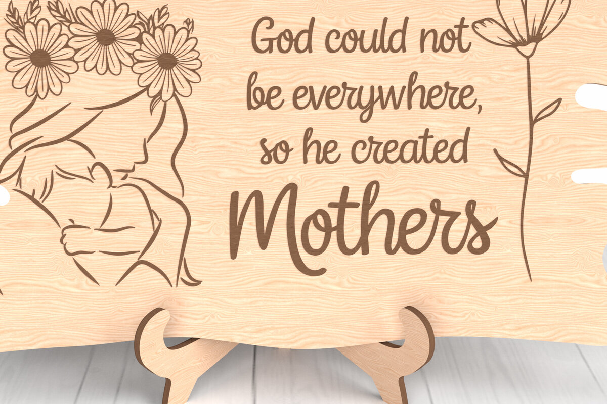 Σετ των 2 Intra απο ξύλο plywood  Χρώμα wenge 3mm-4mm πάχος - Ο Θεός δημιούργησε δώρο με λέιζερ για τις μητέρες Δίασταση 6x6 cm INTRAFABR-94587853