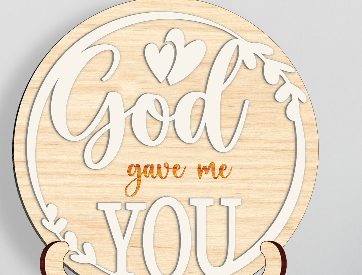 Intra απο ξύλο plywood  Χρώμα wenge 3mm-4mm πάχος - Ο Θεός μου έδωσε πίστη Αποκοπή υ Δίασταση 30x20 cm INTRAFABR-94587897