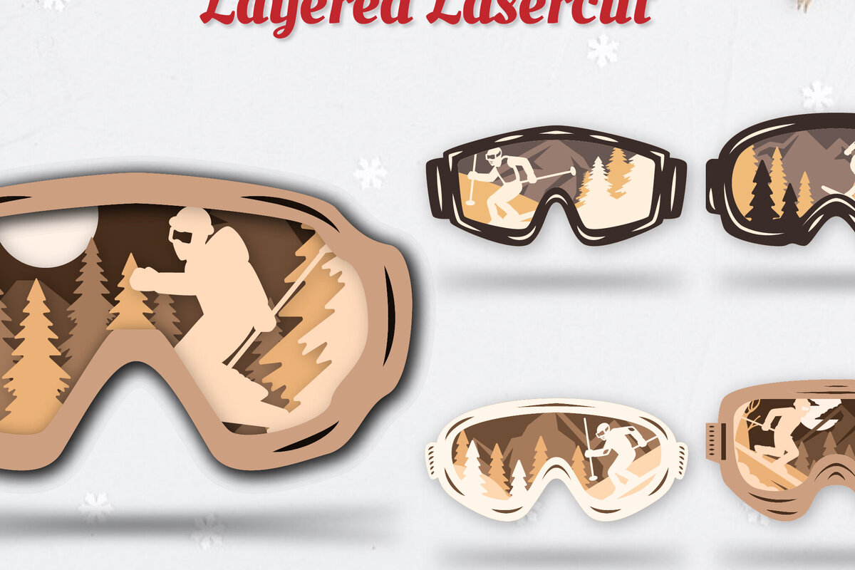 Intra απο ξύλο plywood  Χρώμα wenge 3mm-4mm πάχος - Goggles Ski Scene Lasered Wall Art Laser Δίασταση 40x50 cm INTRAFABR-118129224