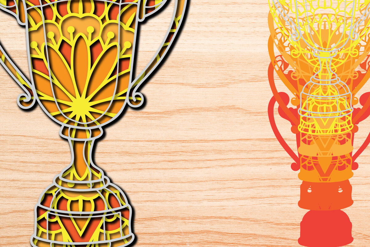 Intra απο ξύλο plywood  Χρώμα wenge 3mm-4mm πάχος - Gold Cup Multilayer Cut Mandala Δίασταση 30x30 cm INTRAFABR-96837256