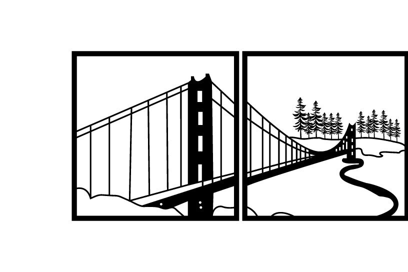 Intra απο ξύλο plywood  Χρώμα wenge 3mm-4mm πάχος - Golden Gate Bridge Metal Wall Art DXF Δίασταση 40x50 cm INTRAFABR-92484773