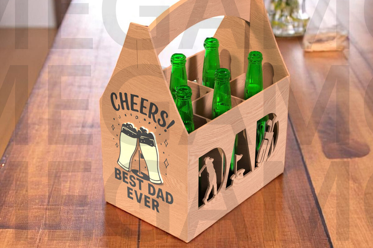 Σετ των 2 Intra απο ξύλο plywood  Χρώμα wenge 3mm-4mm πάχος - Golf Dad Beer Caddy για την Ημέρα του Πατέρα Δίασταση 20x20 cm INTRAFABR-97023339