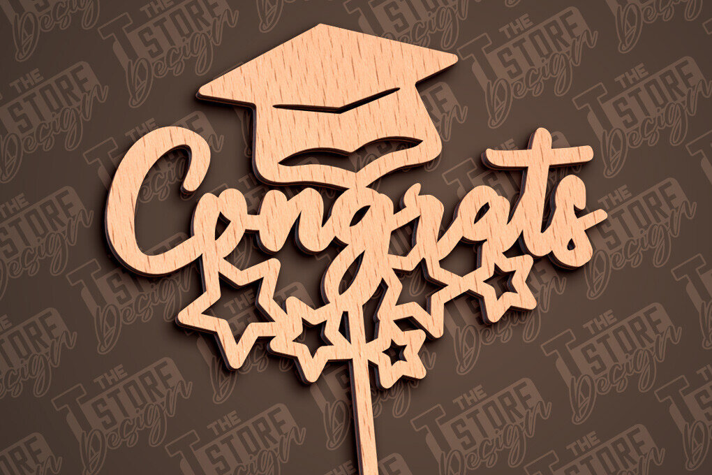 Intra απο ξύλο plywood  Χρώμα wenge 3mm-4mm πάχος - Αποφοίτηση Topper Cake | CNC Δίασταση 30x20 cm INTRAFABR-119208289