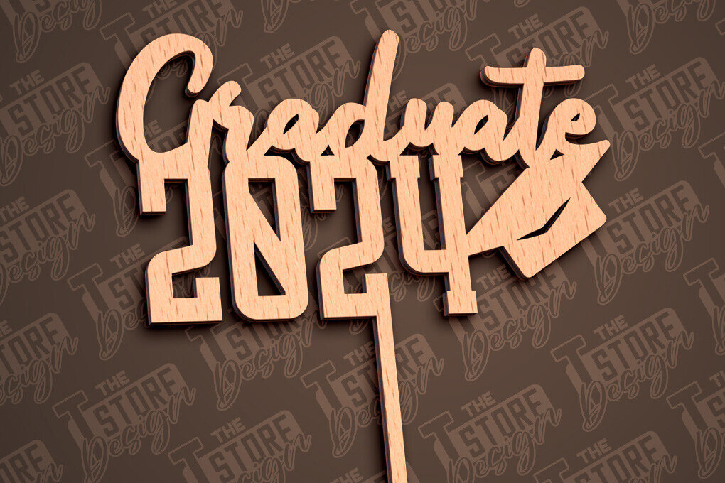 Intra απο ξύλο plywood  Χρώμα wenge 3mm-4mm πάχος - Αποφοίτηση Topper Cake | CNC Δίασταση 30x20 cm INTRAFABR-69104553